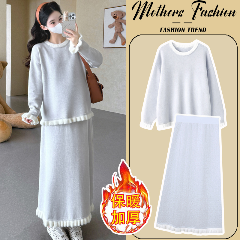 孕妇连衣裙套装秋冬2025新款