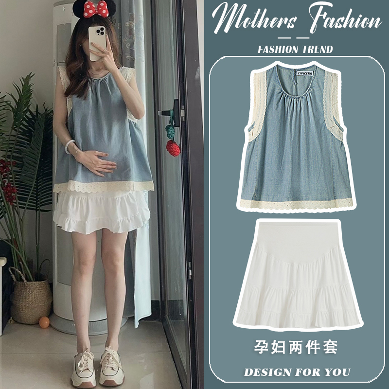 孕妇连衣裙套装2024一件穿到生