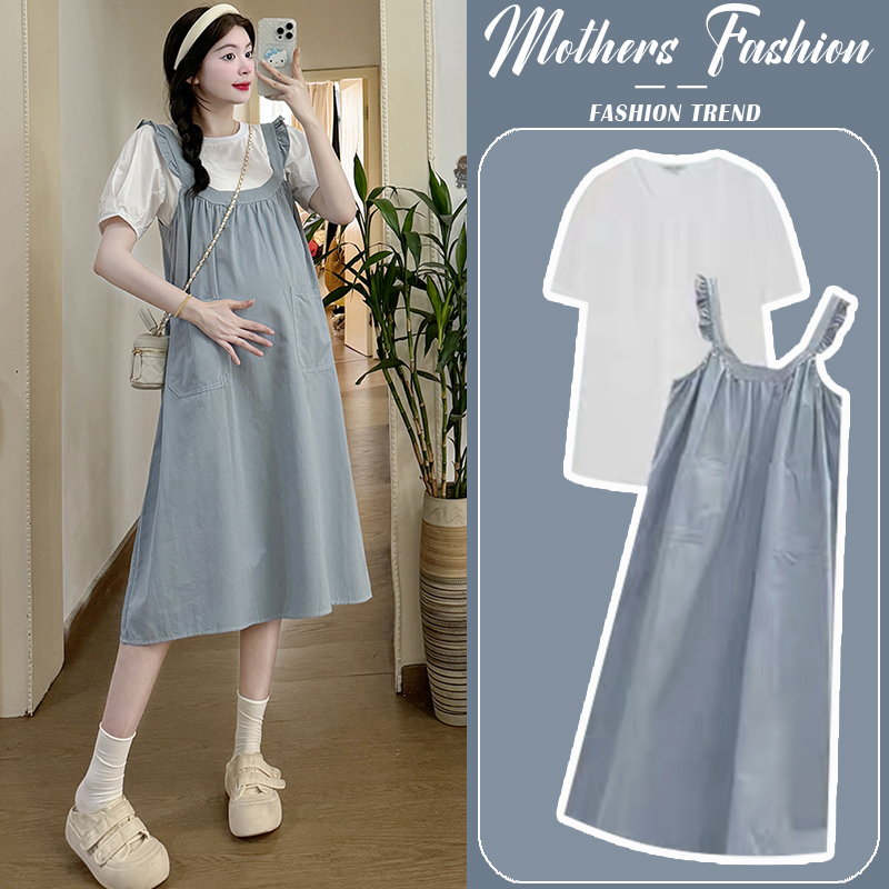 孕妇连衣裙套装夏季2024新穿到生