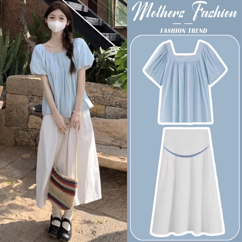 孕妇连衣裙套装夏2025新款穿到生