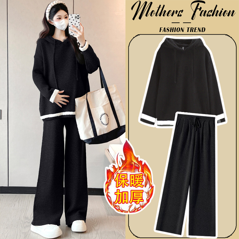孕妇套装秋冬2025新款韩版黑色