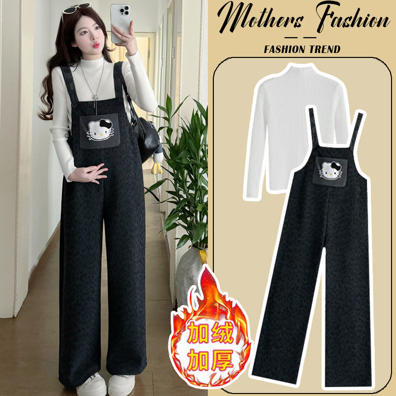 孕妇套装秋冬2026新款加绒加厚潮妈遮肚外穿背带裤打底衫两件套女,孕妇装/孕产妇用品/营养,连衣裙,淘宝优惠券,粉丝福利购,淘宝优惠卷