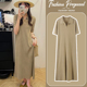 2026新款 长款 宽松显瘦卡其色时尚 休闲短袖 潮妈薄款 孕妇连衣裙夏季