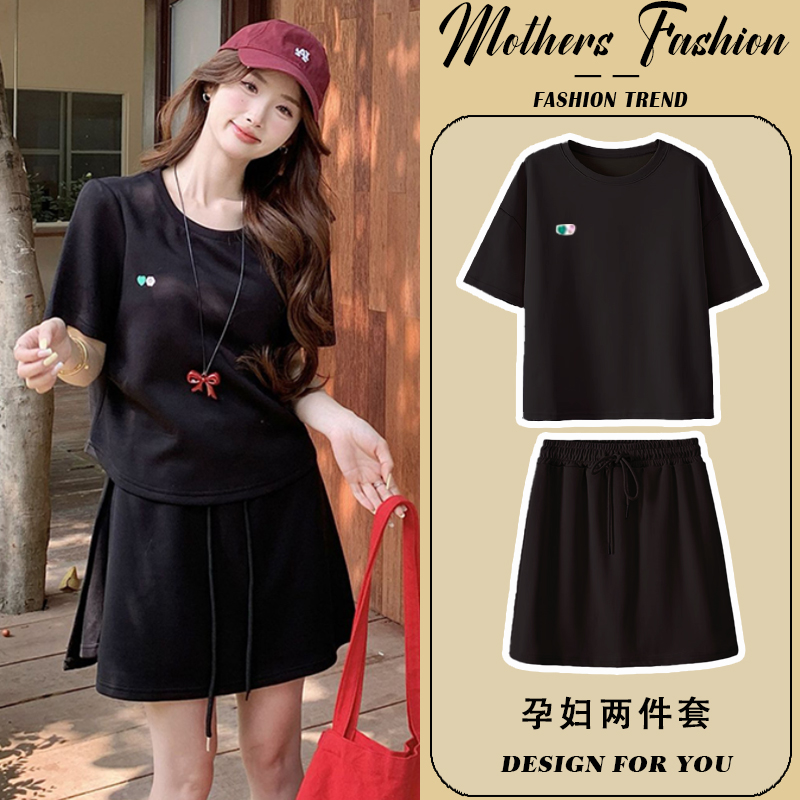 孕妇连衣裙套装夏季2025新款
