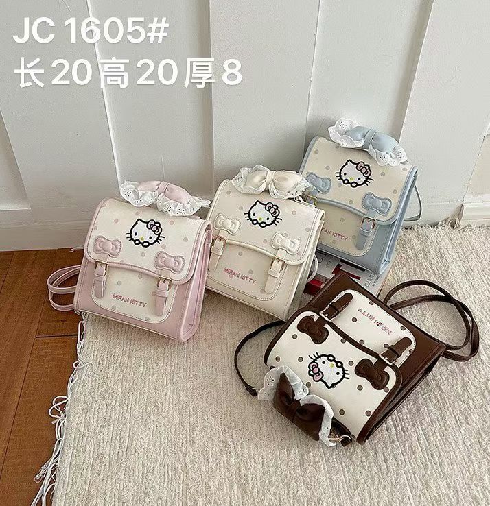 可爱卡通kt猫印花儿童双肩背包学生少女心外出旅游出行手提斜挎