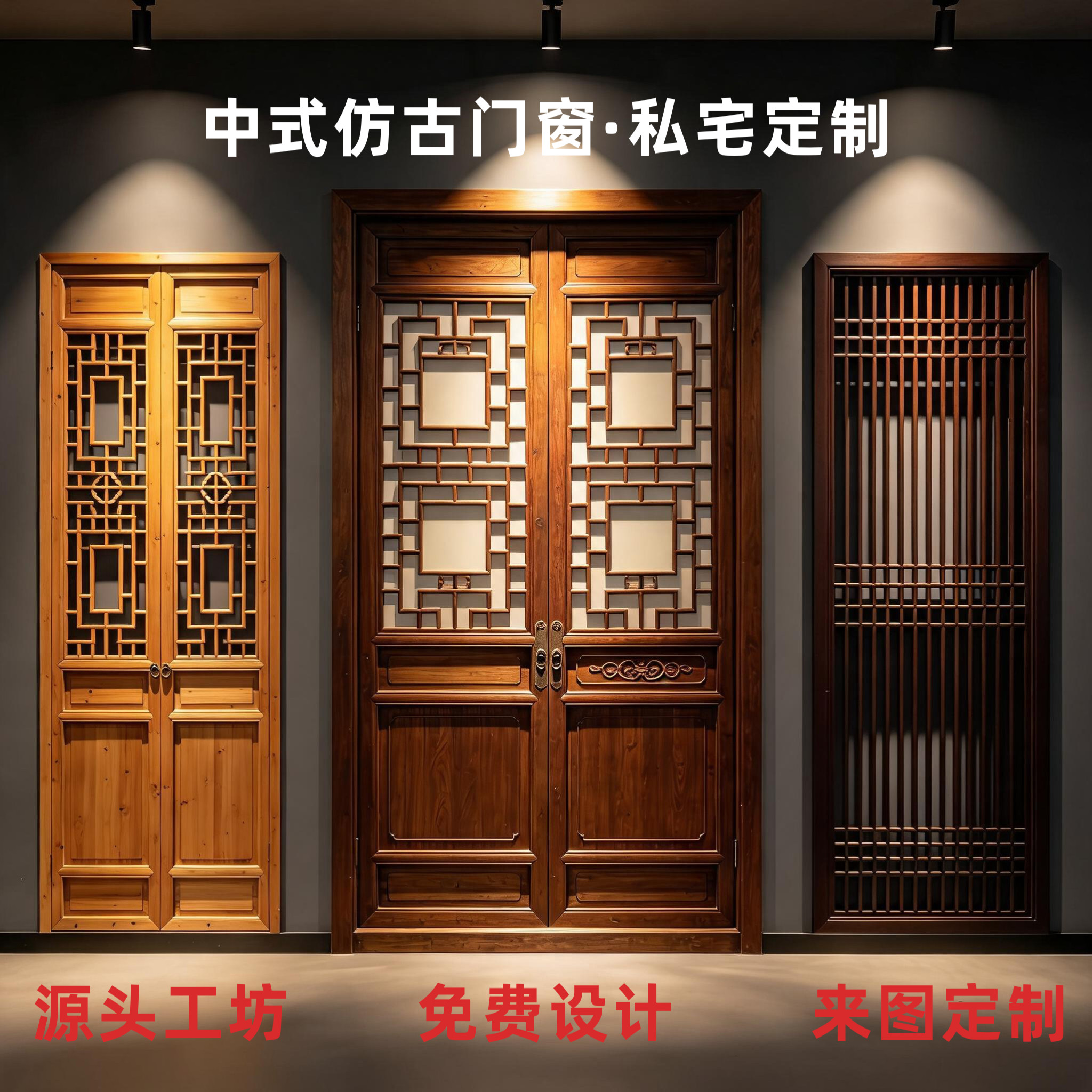 东阳木雕新中式仿古门窗花格镂空雕花玄关隔断电视机背景古定制