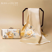 KAACECHY苏绣丝巾礼盒送长辈高档刺绣围巾真丝桑蚕丝围巾披肩外搭