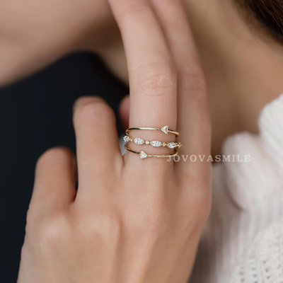 镶嵌18k金戒指JOVOVASMILE戒指女