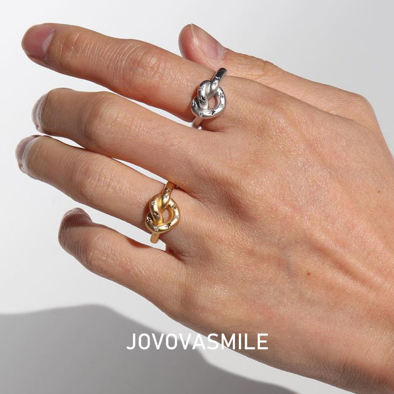 爱心钻石戒指18k白金黄金磨砂手工戒环食指关节戒女款正品包邮