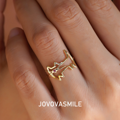 小猫咪简笔画食指戒指k金女戒