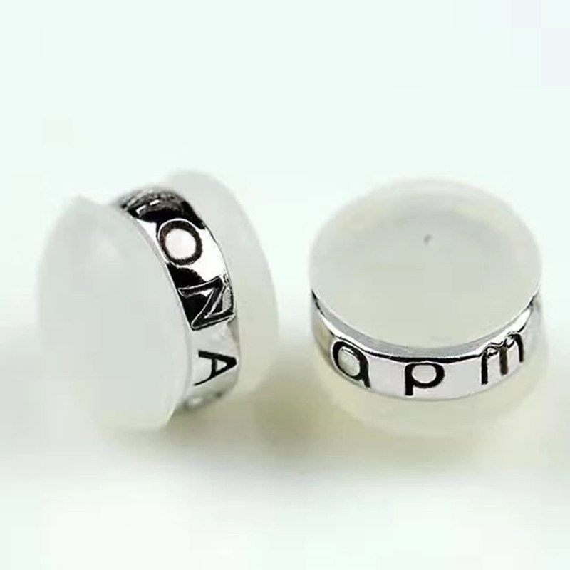 黄金粗针耳堵刻字ap耳堵环保硅胶珍珠耳迫塞紧固不掉m耳钉dy配件