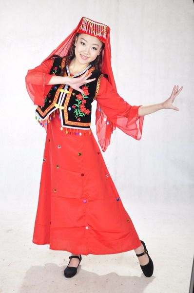 云南少数民族新疆服饰/舞蹈演出服装/维吾尔族女装舞蹈表演服装1