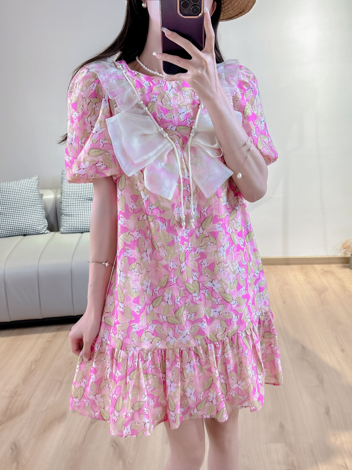 欧洲站蕾丝标女装elfbox2023夏季新款洋气减龄拼接荷叶边连衣裙