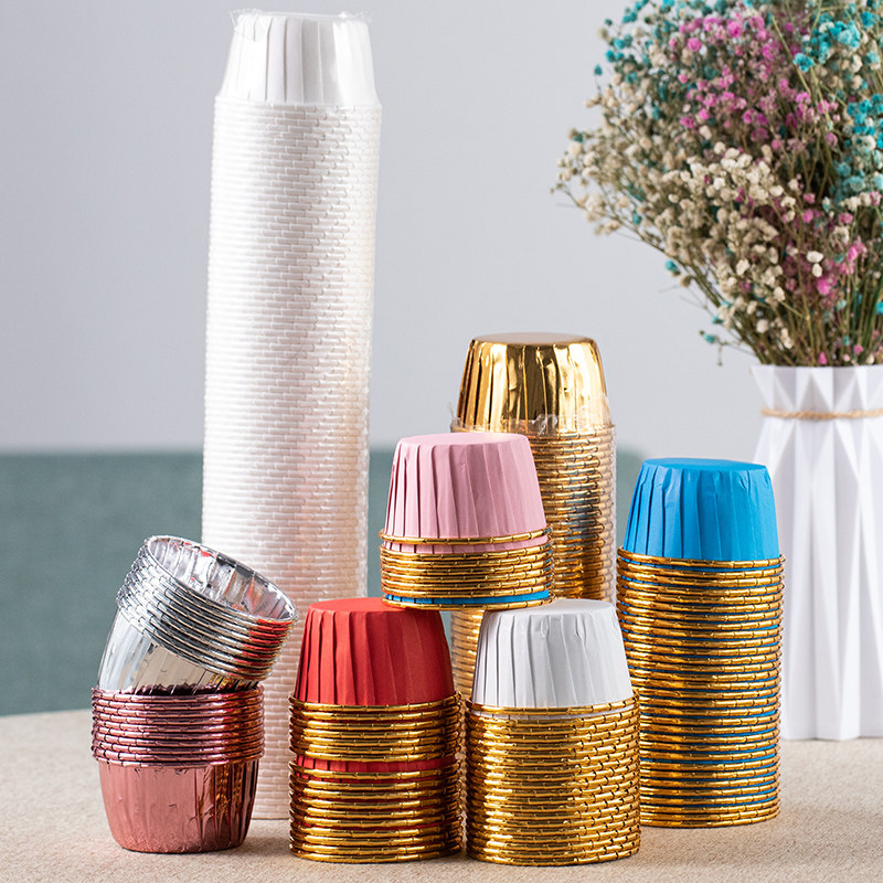 马芬杯蛋糕纸杯婚庆甜品淋膜卷边纸杯耐高温不沾纸家用商用金纸托,餐饮具,纸杯,淘宝优惠券,粉丝福利购,淘宝优惠卷