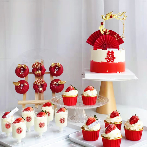 中式婚礼装饰慕斯杯纸杯