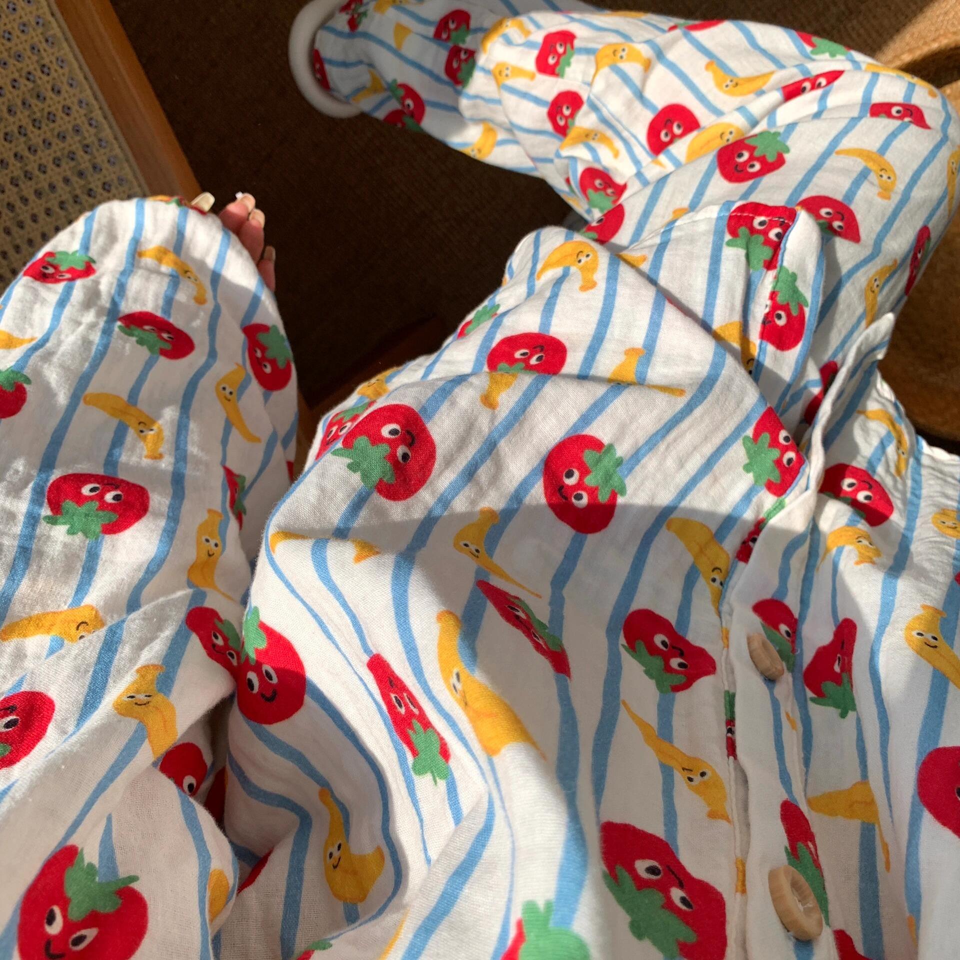 卡通香蕉印花睡衣女款秋季2025新款设计感条纹长袖长裤家居服套装