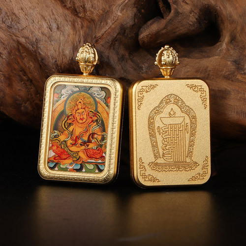 黄财神唐卡十二生肖吊坠