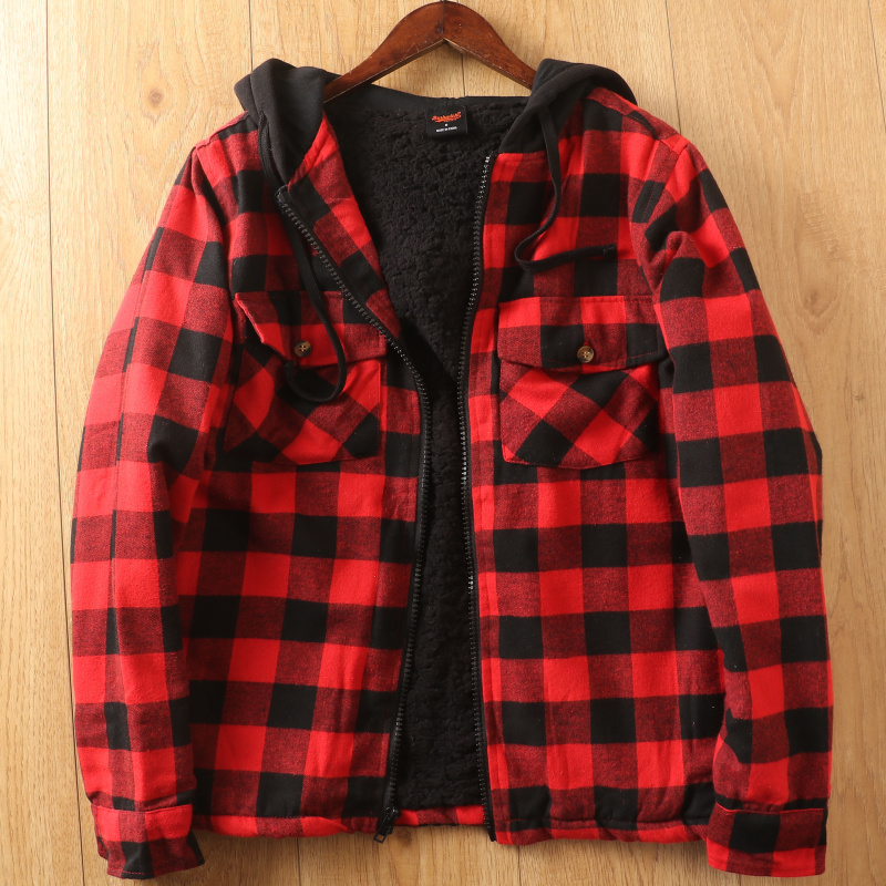 羊羔绒加厚连帽休闲夹克外套