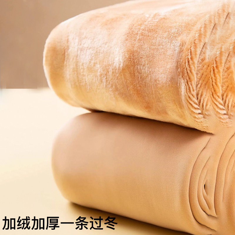 女童肉色加绒加厚打底裤高腰一体绒超厚肤色保暖裤女童踩脚打底裤