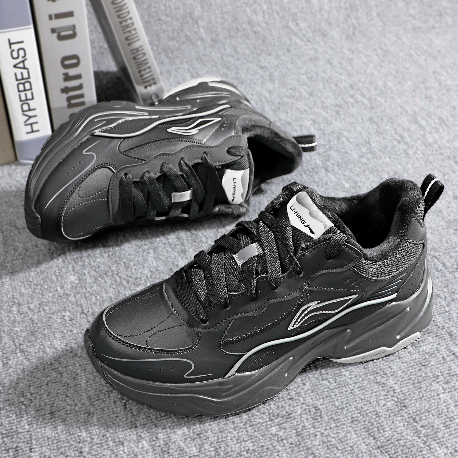 李宁运动鞋男款2025冬季新款舒适软底减震耐磨时尚潮流休闲鞋男鞋