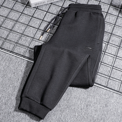 李宁束脚运动长裤男款2025春季新款时尚针织运动黑色卫裤AKLV097