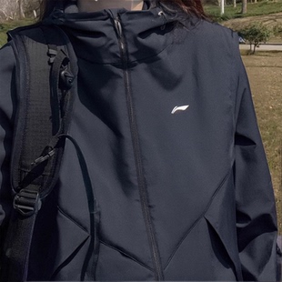 李宁运动风衣女款2025春季新款时尚潮流开衫宽松连帽外套AFDV062