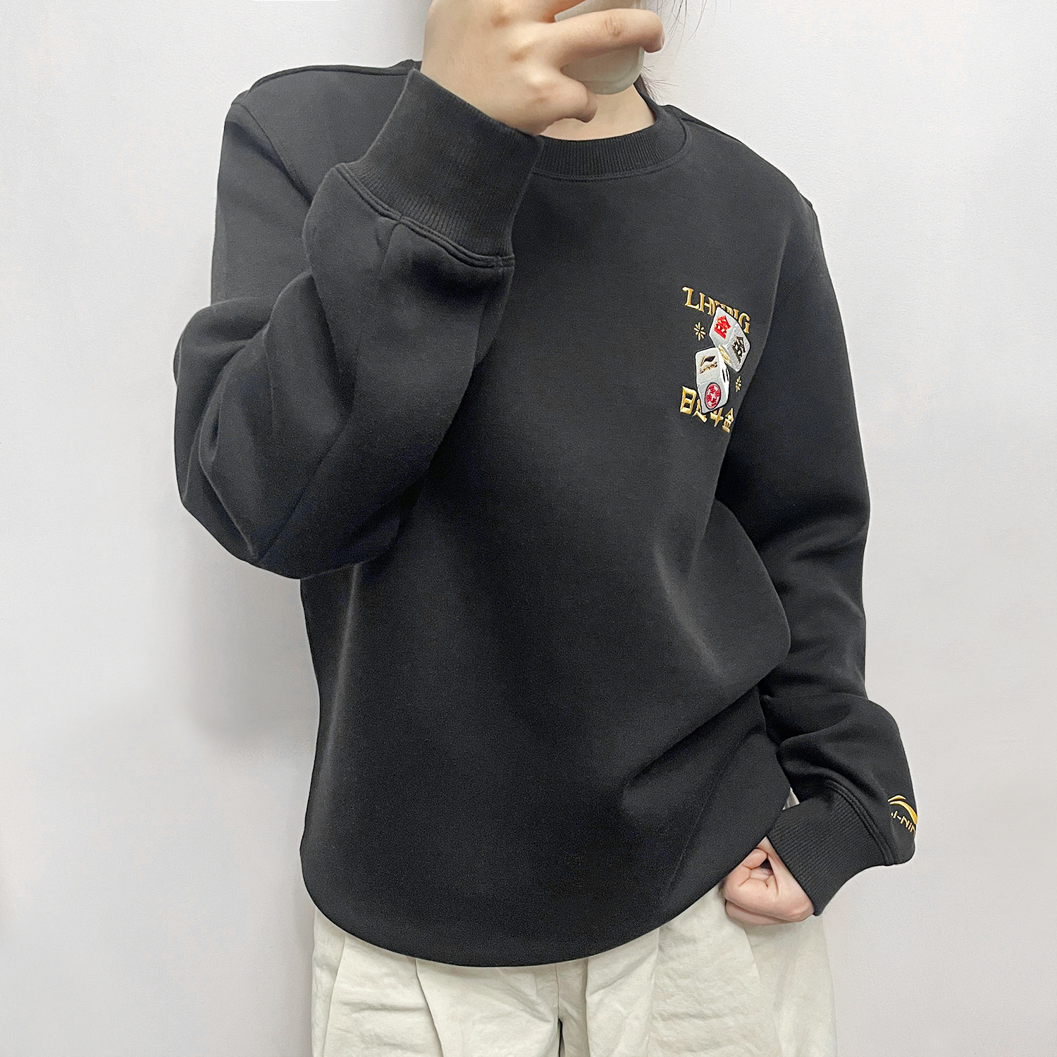 李宁卫衣日进斗金男女款2025春季新款新年款宽松保暖长袖AWDV165