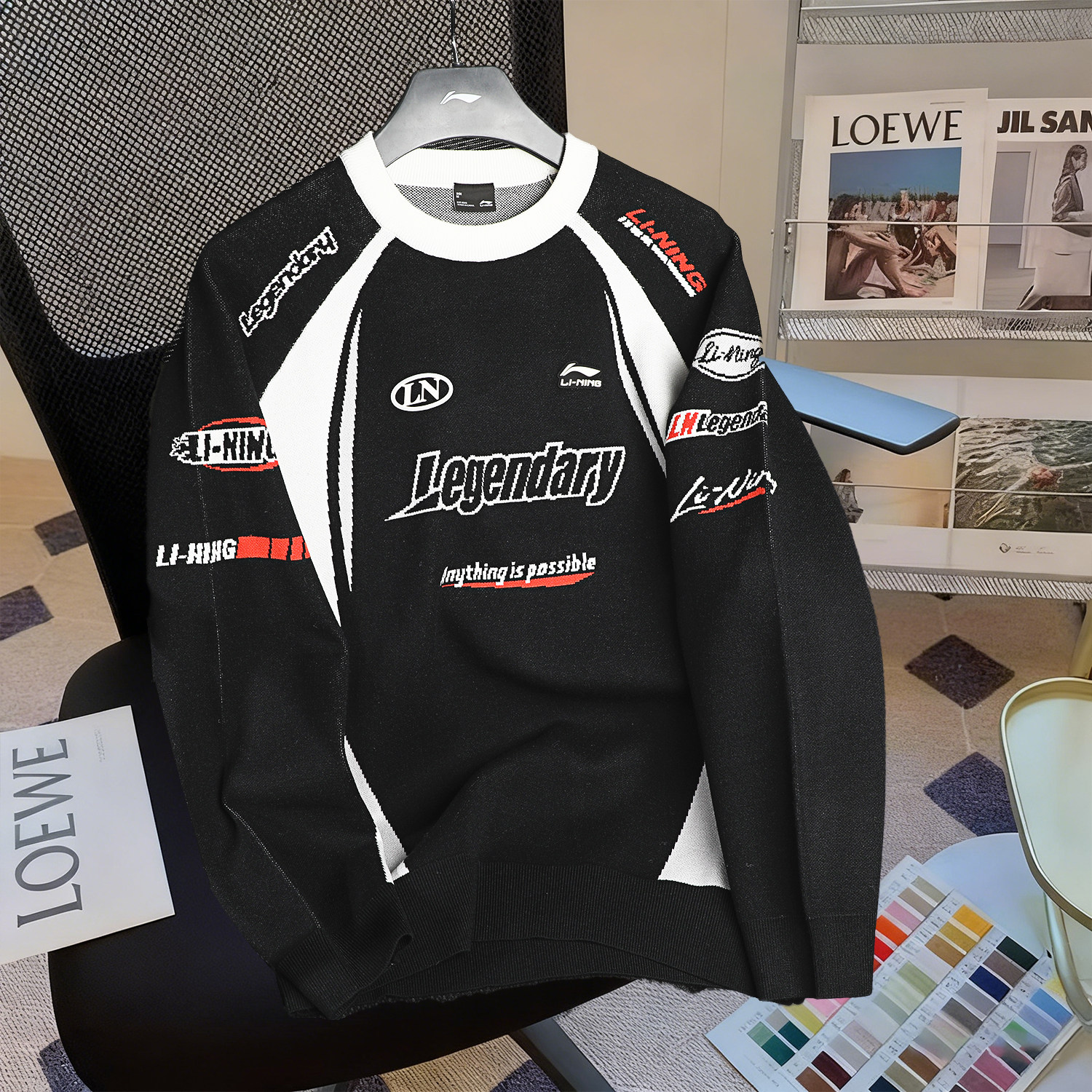 李宁电子竞技系列2025冬季新款男子正品保暖潮流百搭舒适套头毛衣