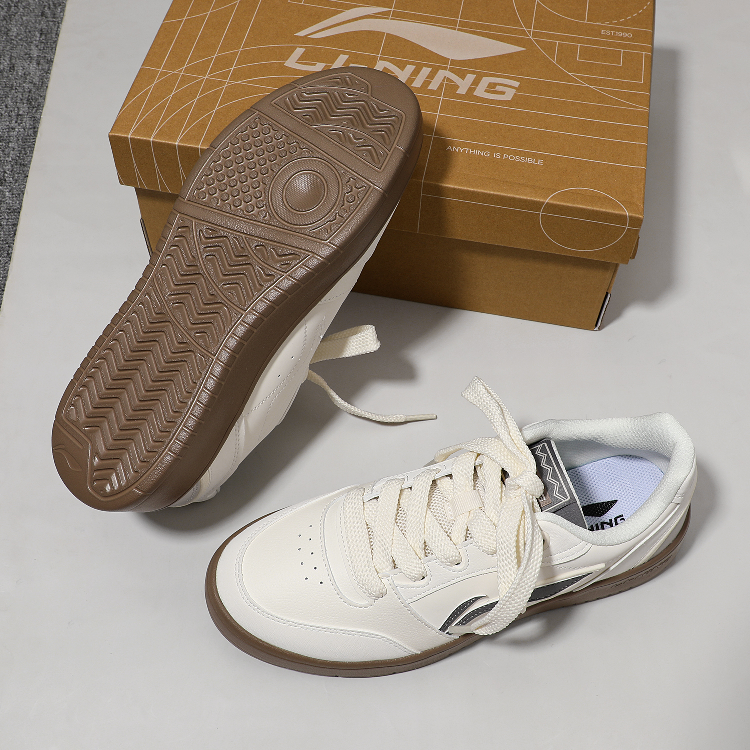 李宁板鞋男2025秋季新款轻便厚底百搭低帮经典简约休闲鞋AGCV107