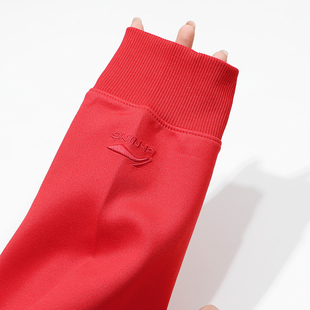 李宁日进斗金新年卫衣男女款2025冬季新款红色本命年无帽圆领套头