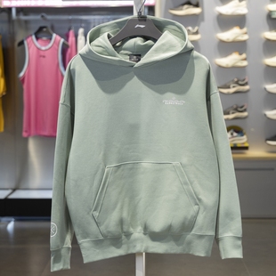 李宁连帽卫衣男款2024冬季新款加厚加绒宽松套头长袖外套AWDU291