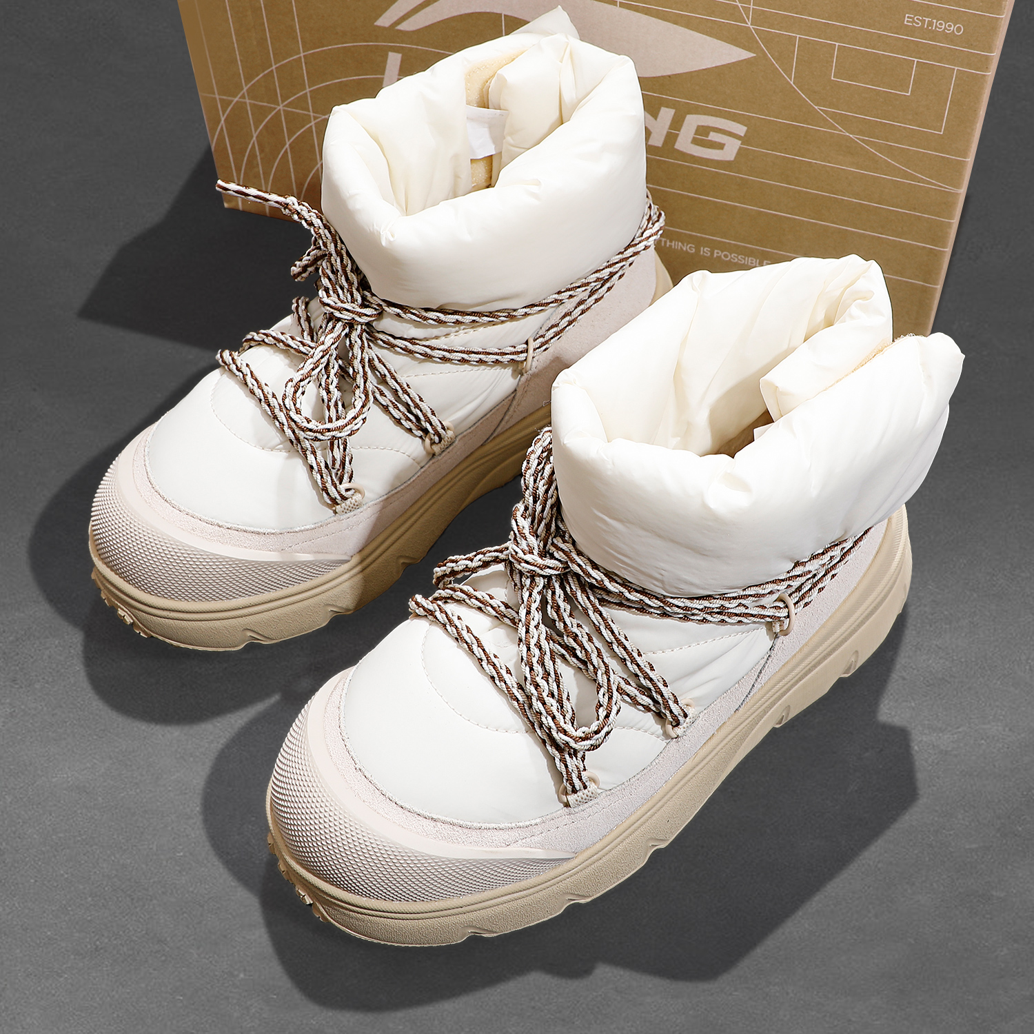 李宁蜜糖BOOT休闲鞋棉鞋女款2025冬季新款保暖防风舒适软底运动鞋