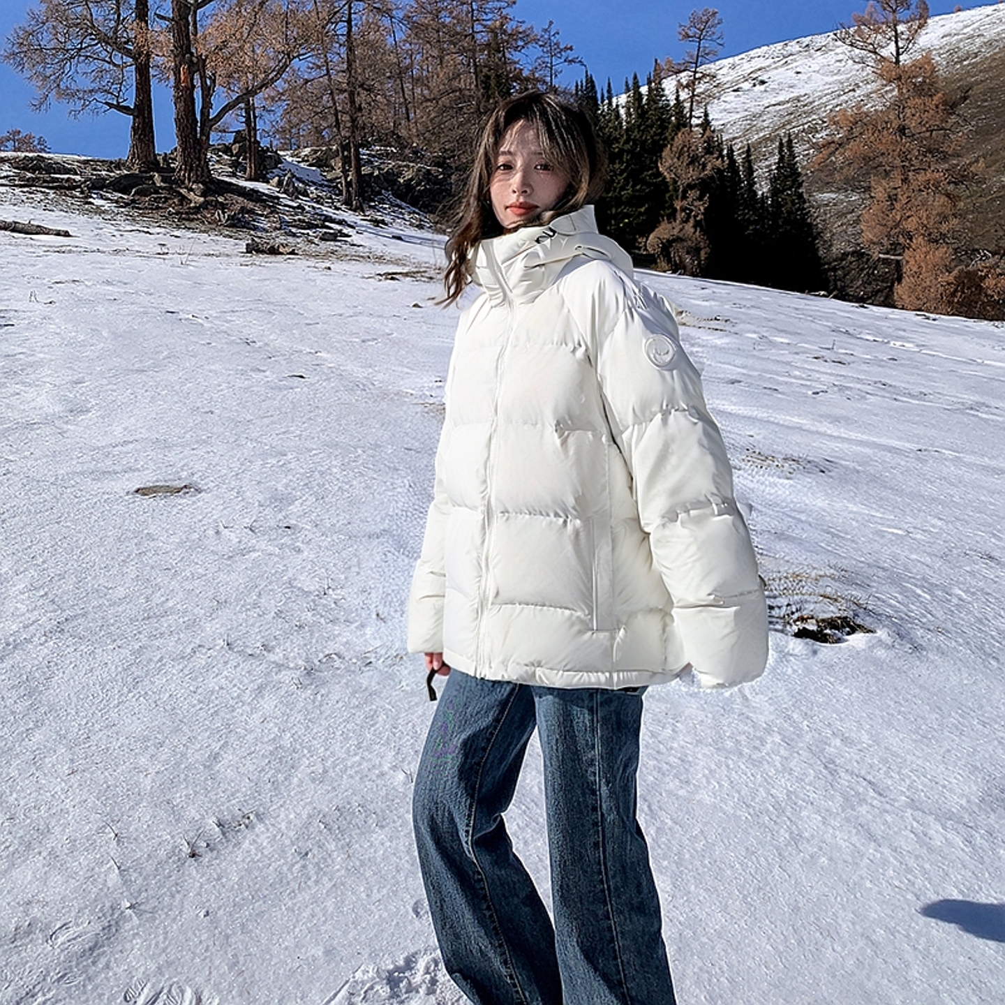 李宁健身系列防泼水立体裁剪鸭绒短款羽绒服女款2025冬季新款外套