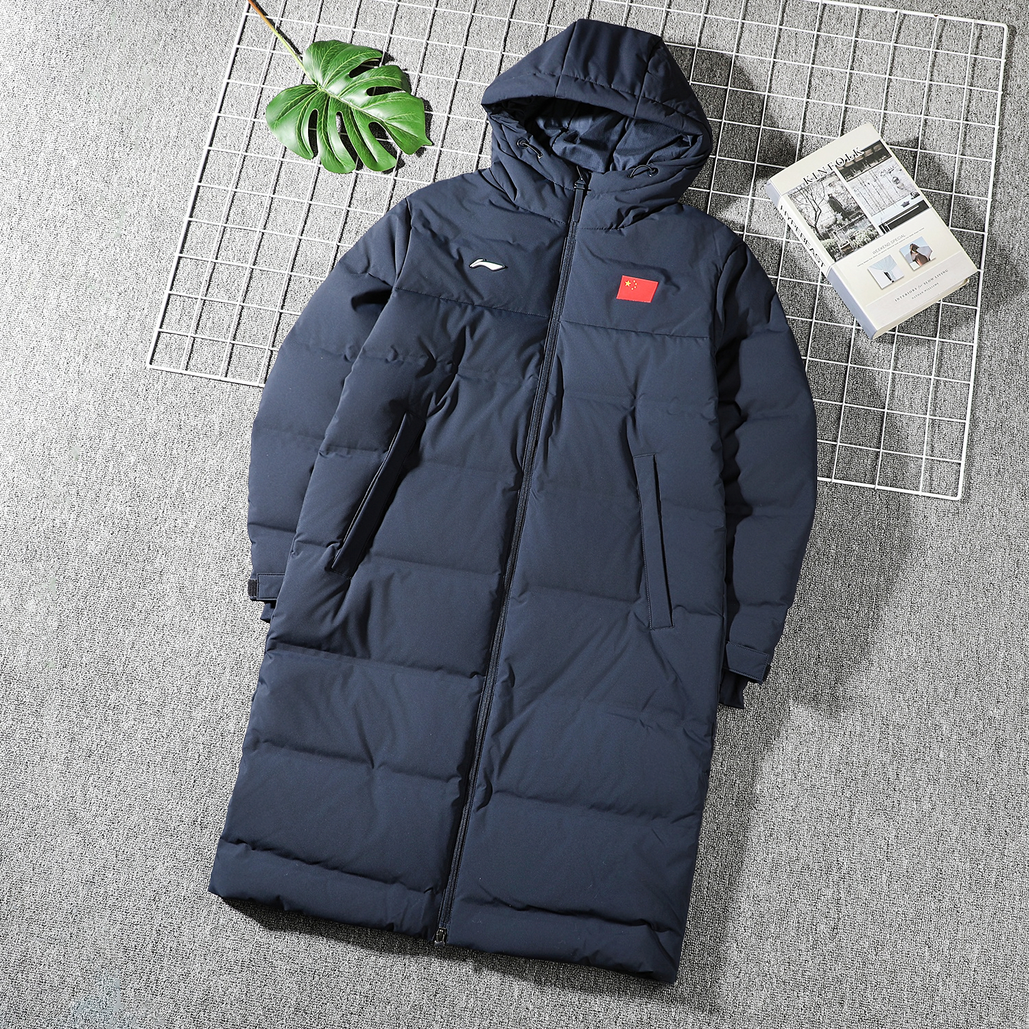 李宁国旗长款羽绒服男2025冬季新款荣耀90%鸭绒厚款保暖连帽外套