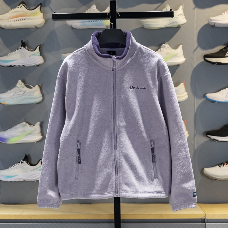 李宁运动潮流系列加绒保暖宽松开衫无帽卫衣女款2025冬季新款外套