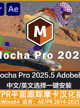 中文汉化AE/PR平面跟踪摩卡插件Mocha Pro 2025 v12.0Win一键安装