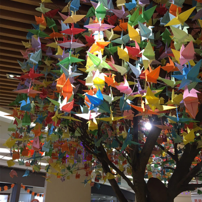 穿线一串混色制造浪漫千纸鹤折纸