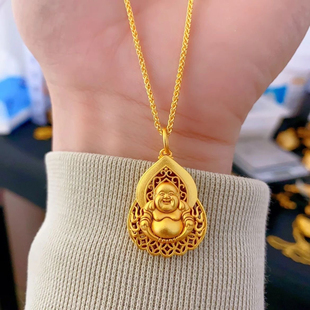 火焰肚肚佛 项链M扣火焰钱币大肚佛赠项链 男女同款 时尚百搭