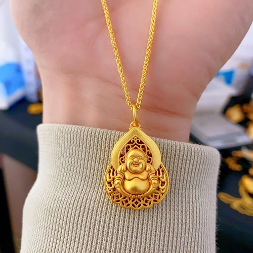 火焰肚肚佛 项链M扣火焰钱币大肚佛赠项链 男女同款 时尚百搭