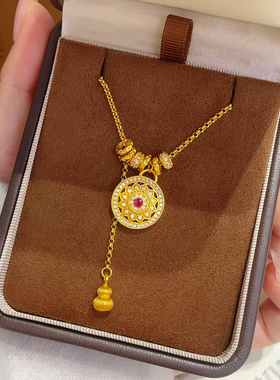 宝相花窗花葫芦八宝罗盘流苏项链女新款复古福字罗盘锁骨链