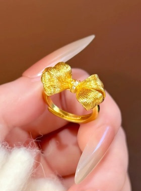 小方糖戒指女士新款开口黄金^_^拉丝爆闪戒指环生日礼物