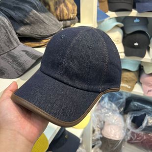 美式深蓝色牛仔棒球帽男女复古春夏2025新款大头围显脸小鸭舌帽子