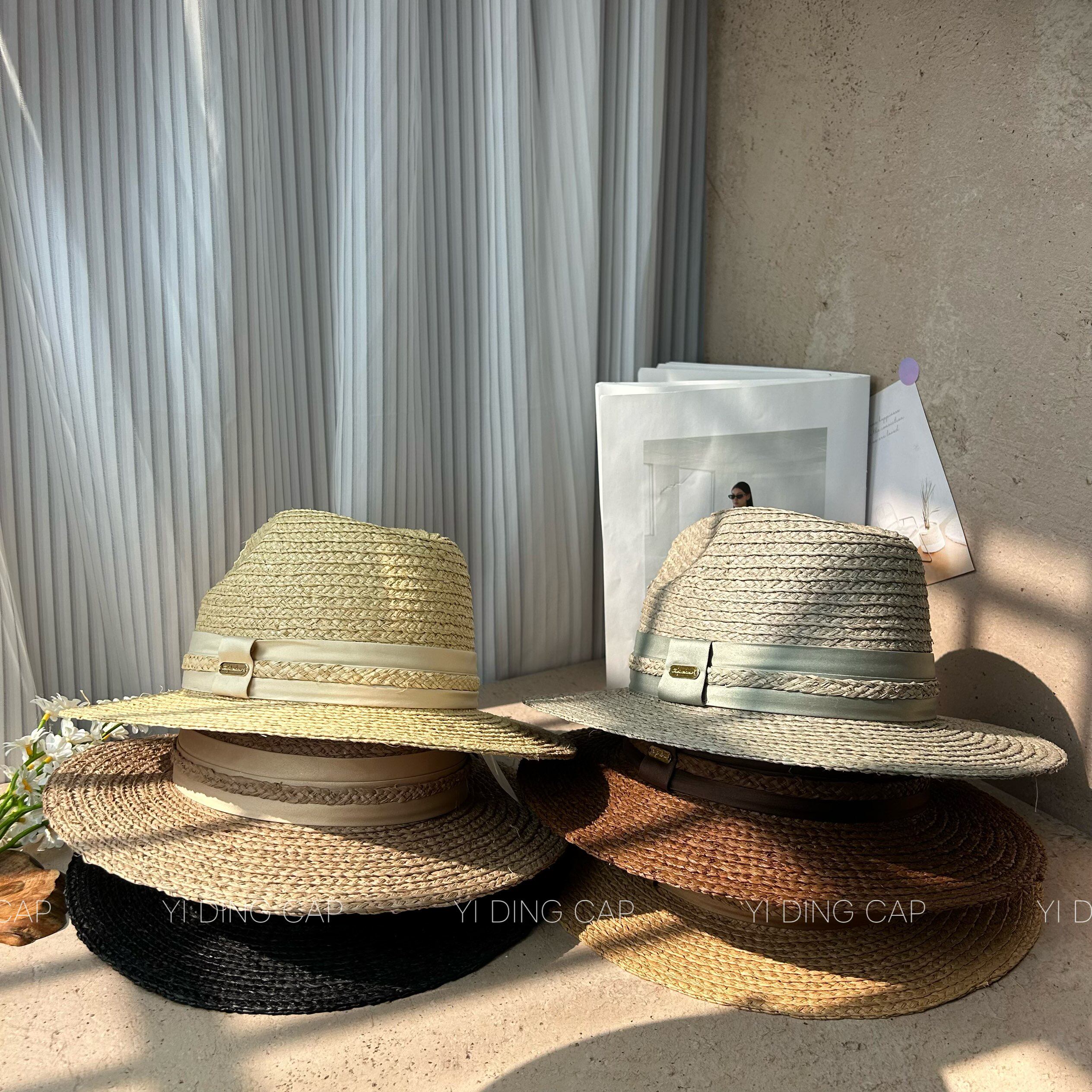 拉菲草加密辫巴拿马女夏遮阳帽潮