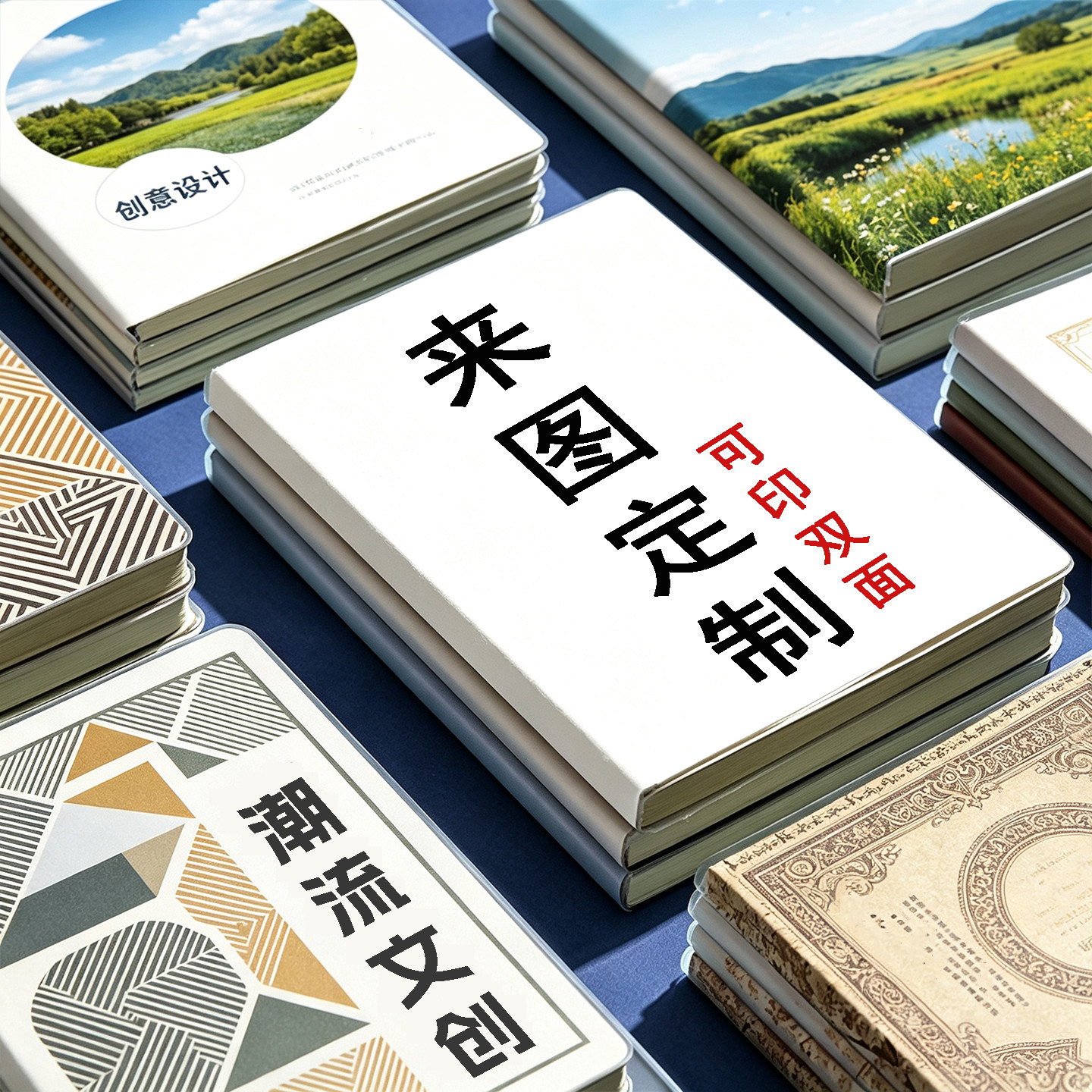 原创胶套笔记本来图定制本子封面明星diy日记本动漫logo文字简约