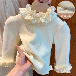 小童宝宝百搭长袖 冬装 保暖抗寒上衣洋气 公主25新款 女童加绒打底衫