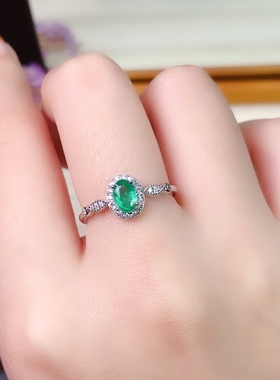 哥伦比亚祖母绿戒指个性宝石韩版