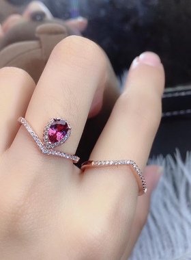 天然碧玺戒指女s925银一款多戴