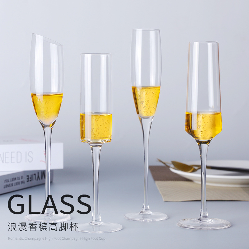 欧式水晶玻璃香槟杯气泡酒杯甜酒杯高脚杯套装家用红酒杯婚礼礼物