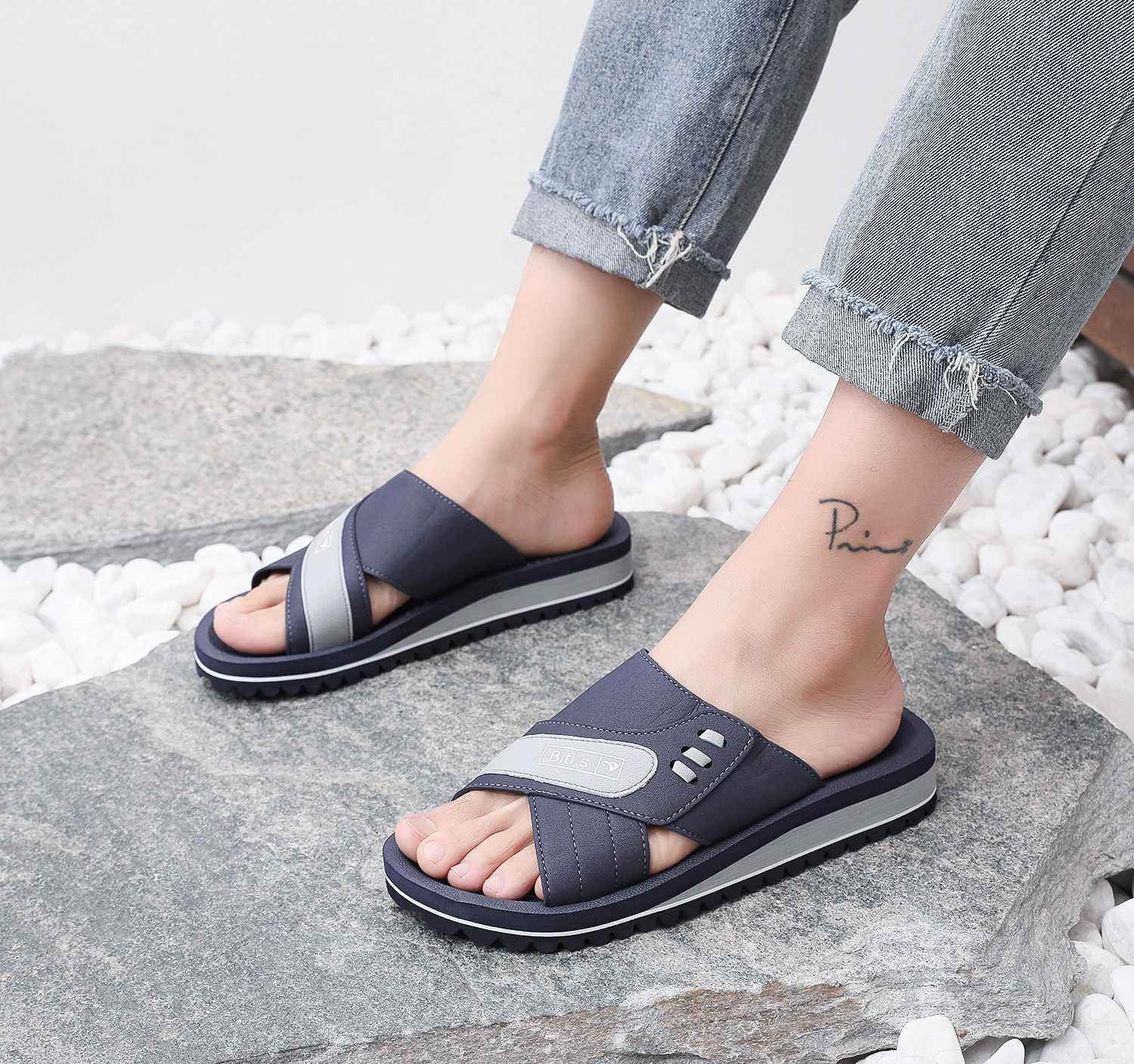 越南平仙鞋男士厚底防滑套脚凉拖鞋四季外穿家居一字拖休闲耐穿