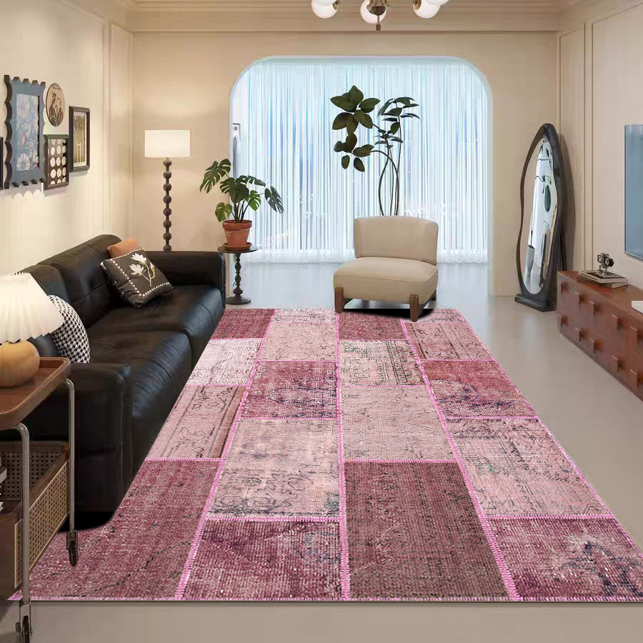 法式复古风粉色地毯客厅中古风轻奢高级感美式民族风波斯卧室地垫,居家布艺,地毯,淘宝优惠券,粉丝福利购,淘宝优惠卷